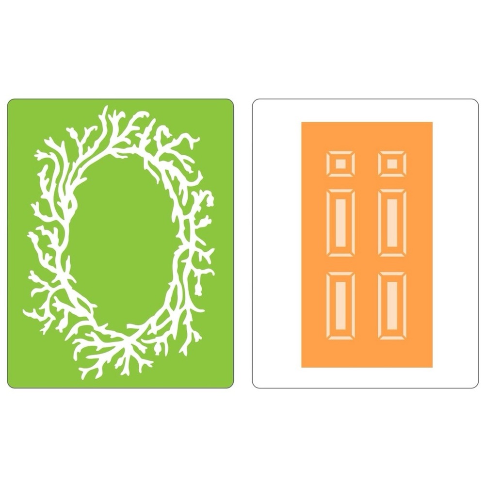 Sizzix Textured Impressions Embossing Folders 2PK - Door & Wreath Set